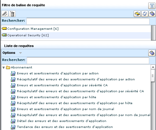 Sélectionnez Gestion de la configuration et affichez dans la liste les requêtes commençant par Démarrage ou Arrêt du système.