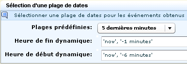 Sélectionnez 5 dernières minutes dans la liste déroulante Plages prédéfinies.