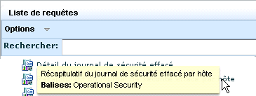 Placez le pointeur de la souris sur une requête pour afficher ses balises.