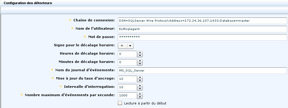 Saisissez les données tel que spécifié dans le manuel du connecteur.