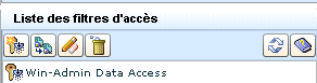 La Liste des filtres d'accès affiche les noms des filtres d'accès que vous créez.