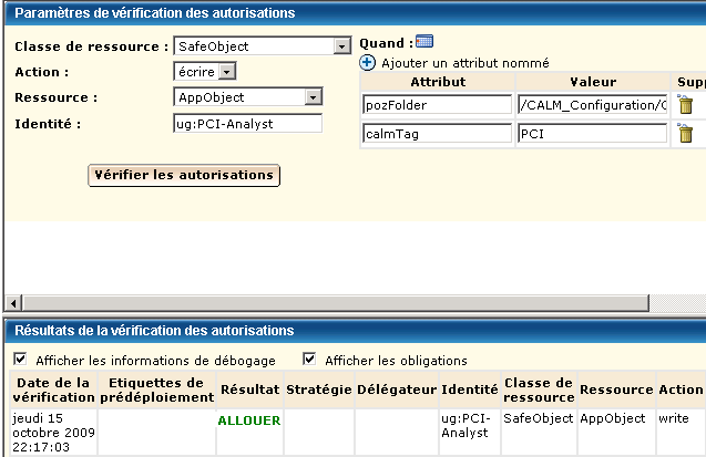 Testez le filtre en réalisant un contrôle d'autorisation.