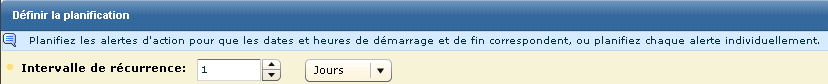 Ecran affichant la fenêtre Définir la planification et l'intervalle de récurrence.