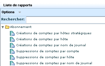 Liste de rapports - Affichage des rapports associés à la balise PCI
