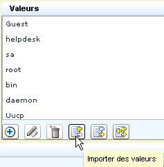 Cliquez sur Importer des valeurs pour enregistrer la liste à clés modifiée.