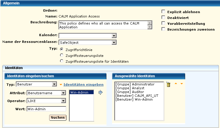 Fügen Sie den ausgewählten Benutzer der Liste "Ausgewählte Identitäten" hinzu.