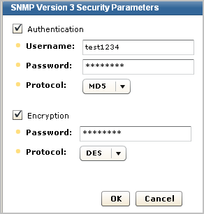 Enter the v3 security parameter configuration.