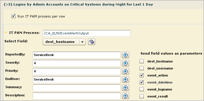 Select the two fields defined as local parameters.