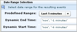 Select Last 5 minutes from the Predefined Ranges drop-down list.