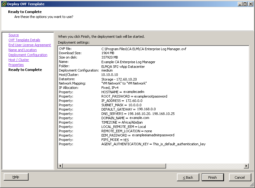 The Ready to Complete page summarizes the details you have entered in the previous pages. Verify these details.