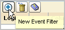 The New Event Filter button is designated with a plus sign, for Add.