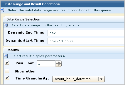 Screen showing Date and Range Conditions for the action alert job.