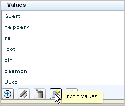 Click Import Values to save the modified keyed list.