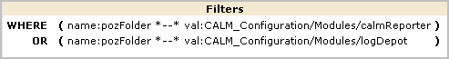 Filter wehre pozFolder equalss Modules/calmReporter or Modules/logDepot