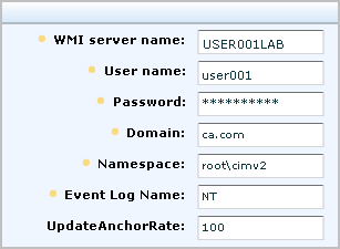 WMI server name is the local machine where the agent is installed.