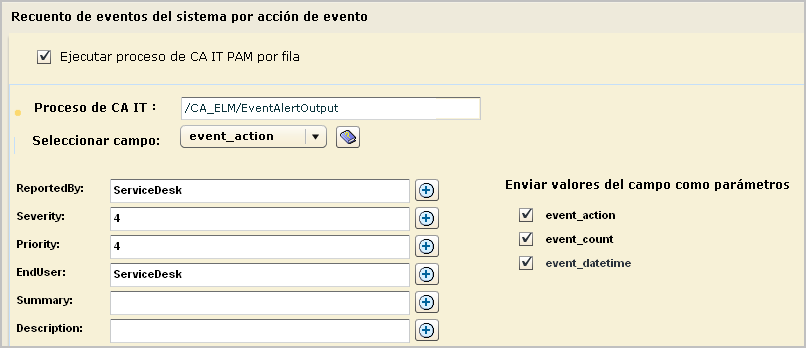 Seleccione los campos de la gramática de eventos comunes que se vayan a enviar y que se hayan definido en el conjunto de datos de IT PAM.
