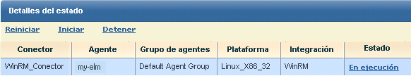 WinRM_Connector muestra el estado En ejecución.