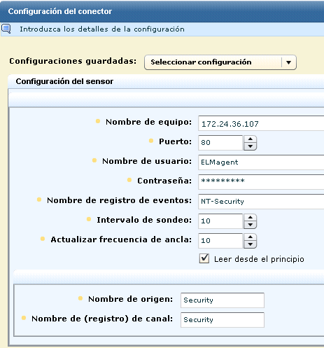 Siga las instrucciones de la guía del conector para obtener información acerca de la configuración del sensor.