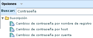 Lista de informes: visualización de búsqueda de informes de contraseña