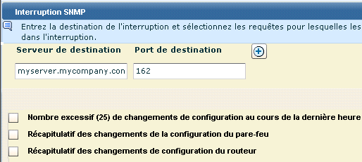 La destination configurée apparaît par défaut avec l'ensemble des requêtes sélectionnées.