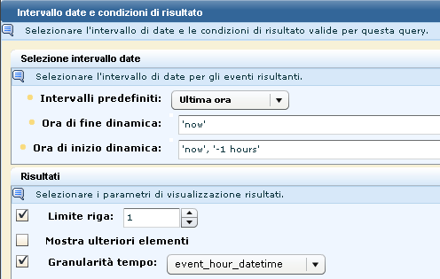 Schermata che mostra le condizioni di data e intervallo per il processo di avviso.