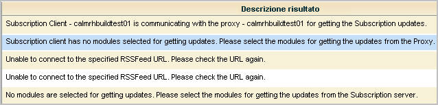 Nel client di sottoscrizione non sono presenti moduli selezionati.