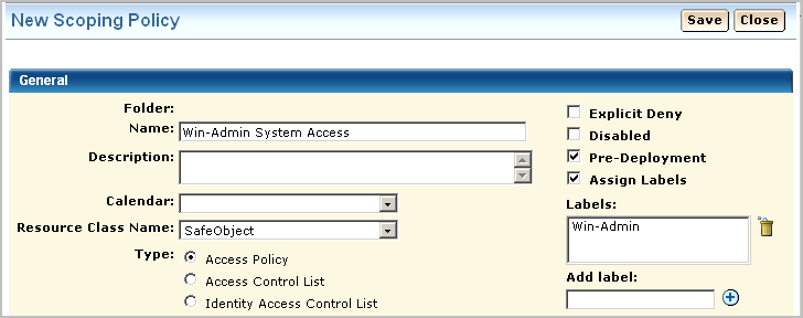 When you create a scoping policy for a user, identify that user name in the policy name.