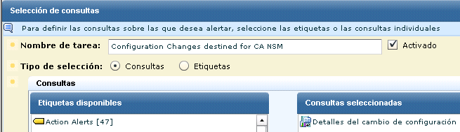 Seleccione Detalles del cambio de configuración como la consulta.