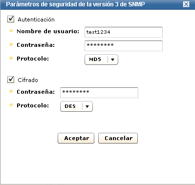 Introduzca la configuración de parámetros de seguridad v3.