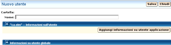Finestra di dialogo Nuovo utente - campo nome