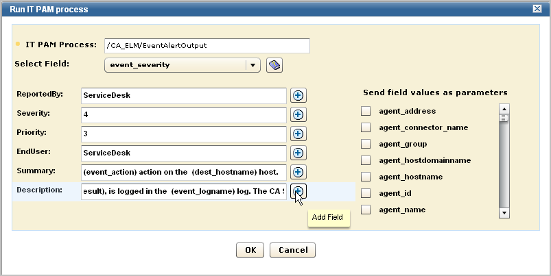 Override default values and enter strings with variables, as needed.