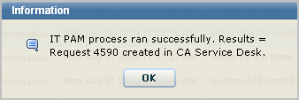 Example information message for successful run includes the request number.