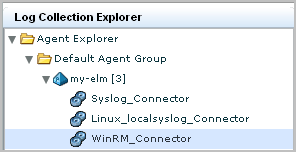 WinRM_Connector appears under the default agent in Agent Explorer.