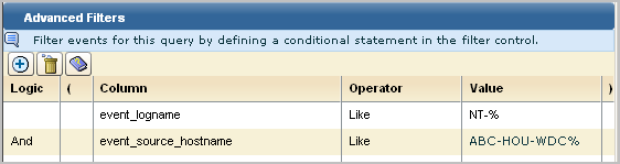 The advanced filter example includes two comparisons which both must evaluate to true.