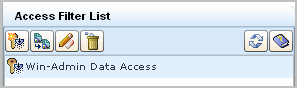 The Access Filter List displays the names of the access filters you create.