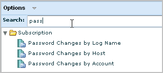 Report List - showing search for Password reports