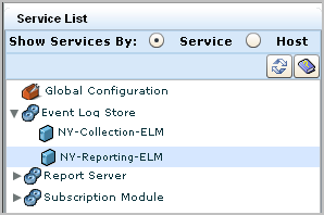 Select the reporting server from the services list.