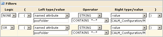 When you create a policy filter, you provide a value for the named attribute, pozFolder.