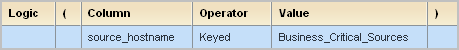 When  you select Keyed as the operator, the value list is populated with configured keyed values for the column you entered.