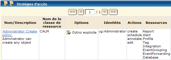 La stratégie de création d'administrateur permet aux administrateurs de créer des objets.