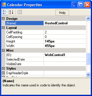 Calendar Properties dialog