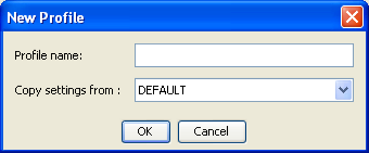 New Profile dialog to  create a new profile
