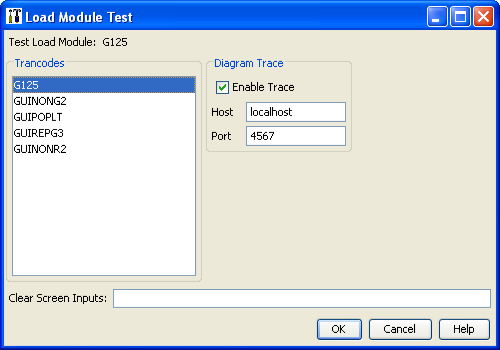 Load Module Test dialog