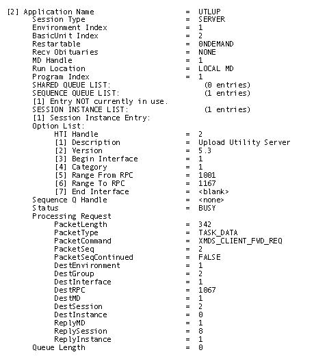 Upload utility session status