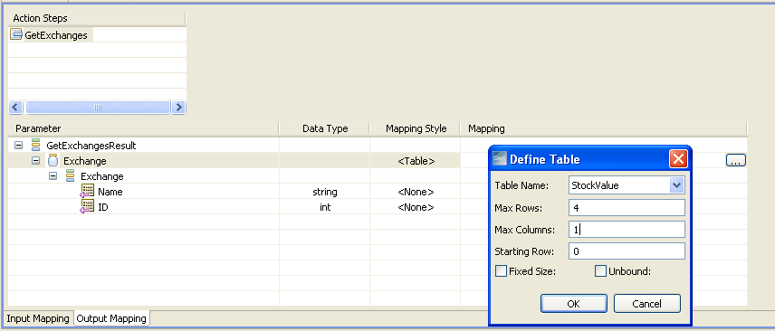 Output Parameters Mapping View