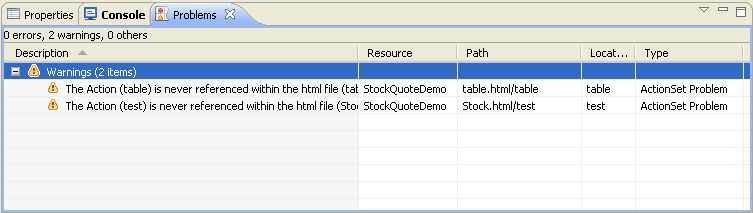 Web Service Access Navigator Problems View