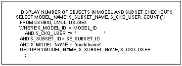 Number of objects in model and subset checkouts