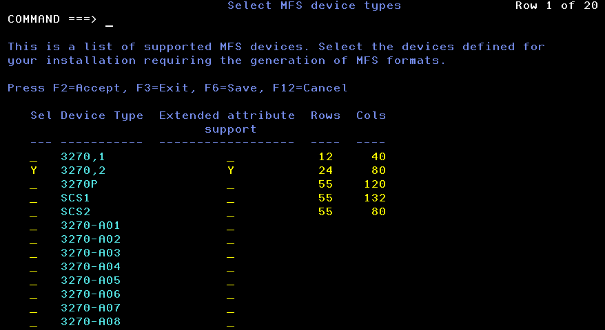 Select MFS Device Types