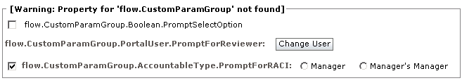 default labels for CA GovernanceMinder workflow parameters