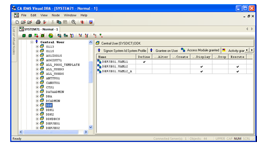 Privilege information is displayed
